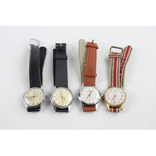 63 - 3 x Vintage Gents / Boys Size Military Style WRISTWATCHES Hand-Wind WORKING