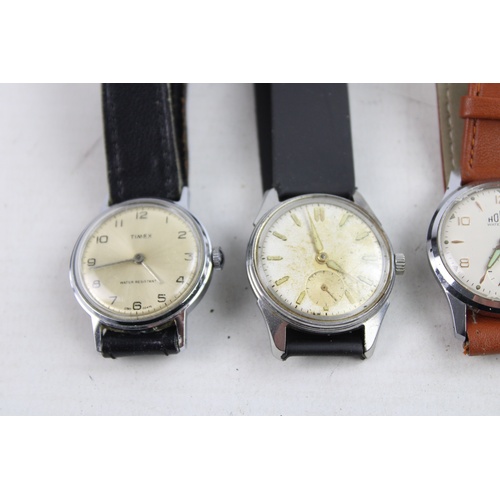 63 - 3 x Vintage Gents / Boys Size Military Style WRISTWATCHES Hand-Wind WORKING