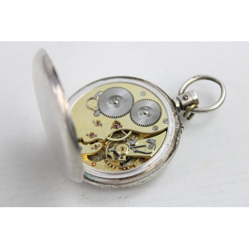 66 - Vintage Hallmarked .925 SILVER Cased Open Faced POCKET WATCH Key-Wind (113g)