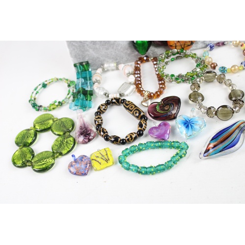 155 - 40 x Vintage MULTI-COLOURED GLASS JEWELLERY inc. Millefiore, Murano, Foiled