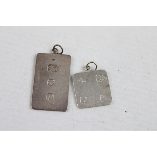 152 - 3 x Vintage 925 Sterling Silver INGOT PENDANTS inc. Millenium London (20g)