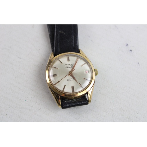 79 - 2 x Vintage Gents Gold Tone WRISTWATCHES Hand-Wind & Automatic WORKING Inc Limit