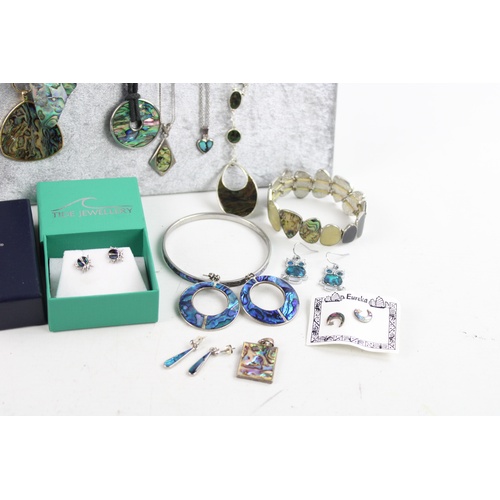 158 - 20 x Vintage ALPACA & PAUA SHELL JEWELLERY inc Earrings, Necklaces, Bracelets