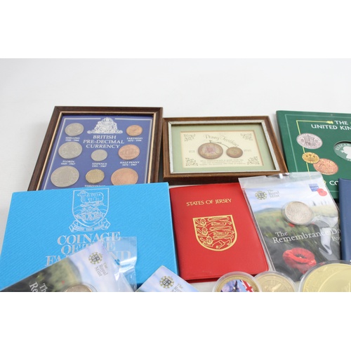 14 - 18 x Assorted COIN SETS & COINS UK, Jersey & Falklands Inc Gold Plated Etc