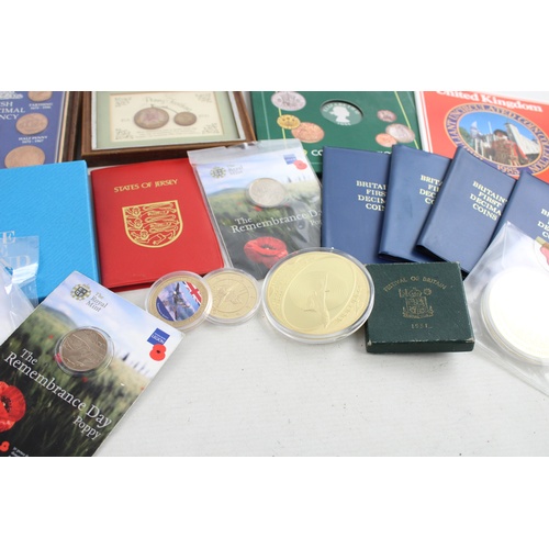 14 - 18 x Assorted COIN SETS & COINS UK, Jersey & Falklands Inc Gold Plated Etc