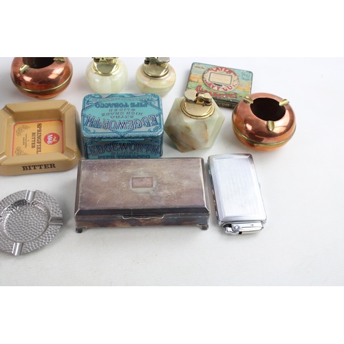 20 - 16 x Assorted Vintage TOBACCIANA Inc Silver Plate, Table Lighters, Ashtrays Etc