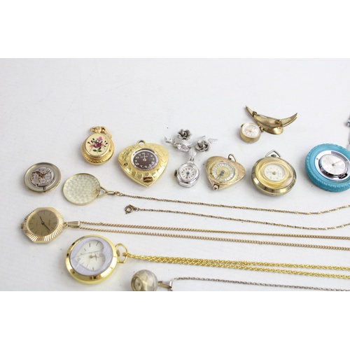 36 - 16 x Assorted Vintage Ladies PENDANT / BROOCH / KEY RING WATCHES Hand-Wind