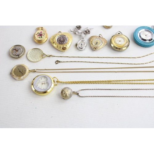 36 - 16 x Assorted Vintage Ladies PENDANT / BROOCH / KEY RING WATCHES Hand-Wind