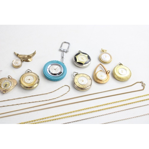 36 - 16 x Assorted Vintage Ladies PENDANT / BROOCH / KEY RING WATCHES Hand-Wind