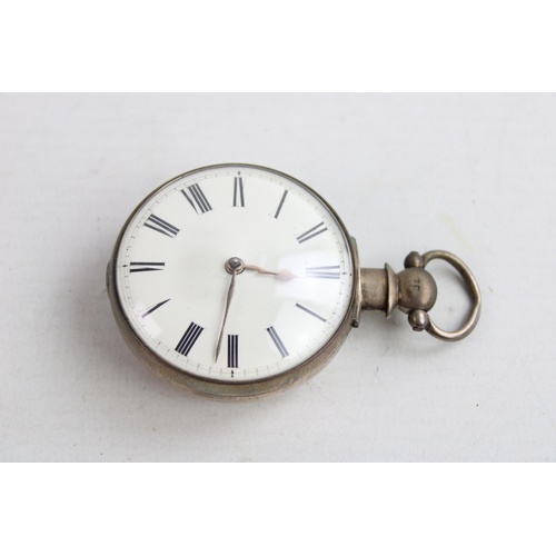 46 - Antique Gents .925 STERLING SILVER Fusee Verge POCKET WATCH KeyWind WORKING 111g