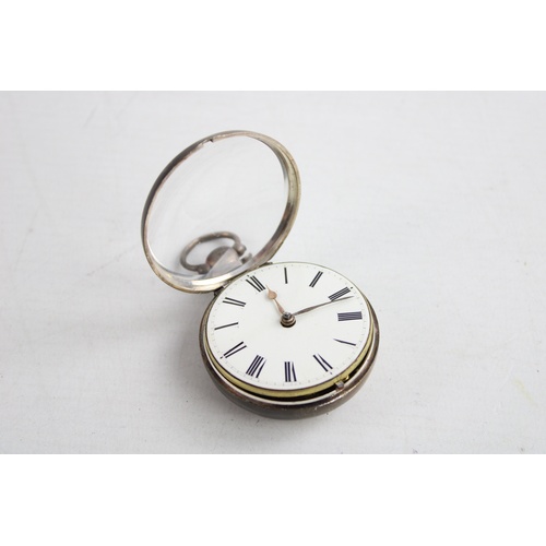 46 - Antique Gents .925 STERLING SILVER Fusee Verge POCKET WATCH KeyWind WORKING 111g