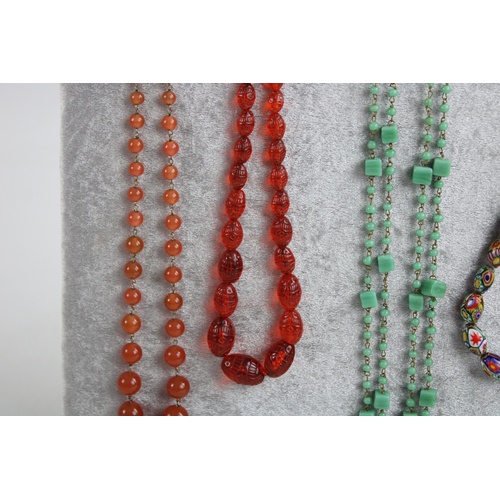 50 - 7 x Beautiful ANTIQUE GLASS Necklaces inc. Millefiori