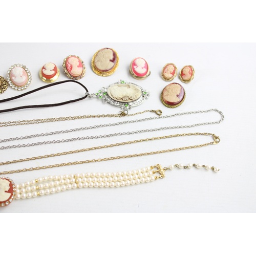 56 - 20 x Costume CAMEO JEWELLERY inc. Statement, Brooches, Necklaces