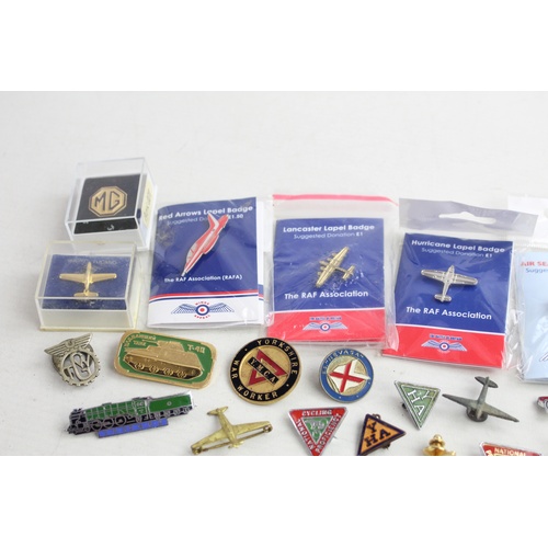 57 - 24 x Assorted Vintage TRANSPORT Themed Pin & Lapel BADGES Inc Enamel, Rail Etc