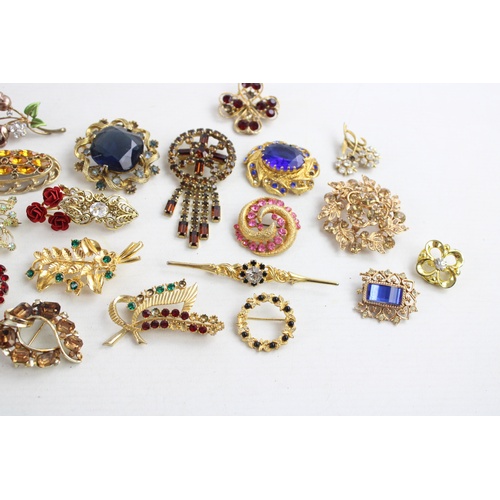 59 - 25 x Vintage & Retro RHINESTONE BROOCHES inc. Gold Tone, Bow, Floral