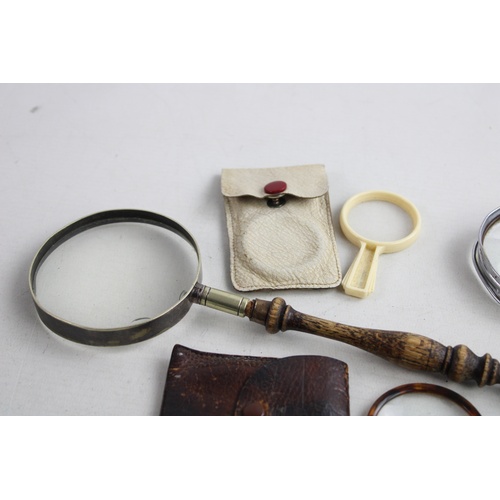 86 - 4 Assorted Vintage Decorative MAGNIFYING GLASSES Inc Silver Tone, Tortoiseshell