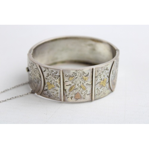 116 - Antique Victorian Aesthetic Engraved .925 STERLING SILVER BANGLE  (28g)