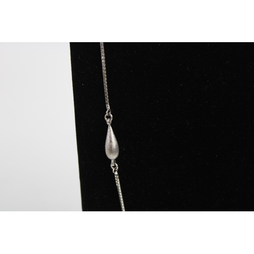 148 - Vintage .925 Sterling SILVER Box Chain NECKLACE With Teardrop Stations (18g)