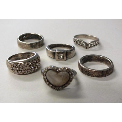 232 - SIX VINTAGE 925 SILVER RINGS