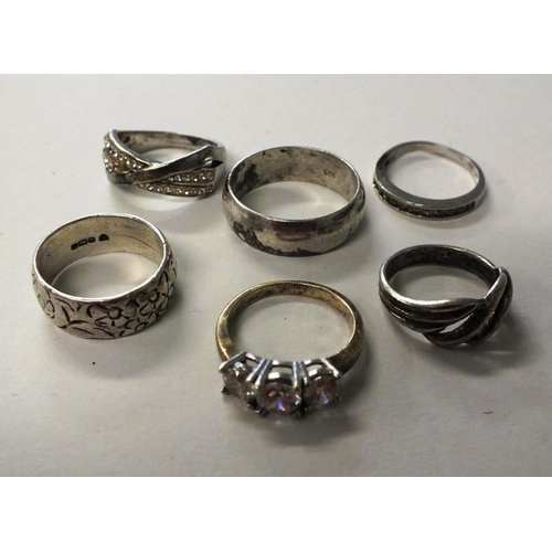 233 - SIX VINTAGE 925 SILVER RINGS