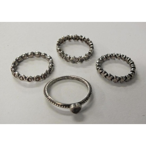 237 - FOUR GENUINE 925 SILVER PANDORA RINGS