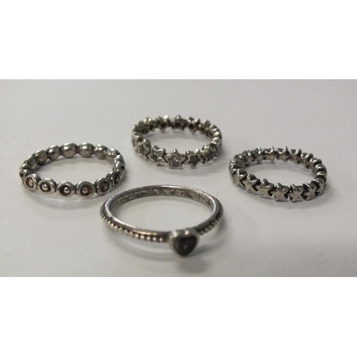 237 - FOUR GENUINE 925 SILVER PANDORA RINGS