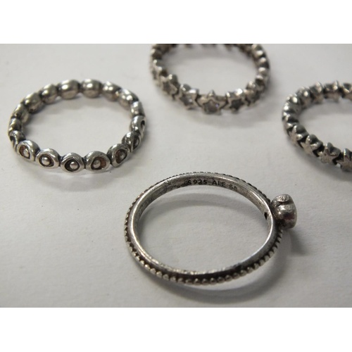 237 - FOUR GENUINE 925 SILVER PANDORA RINGS