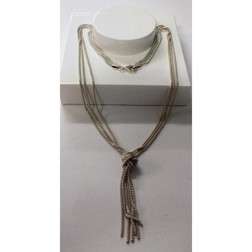 240 - VINTAGE STERLING SILVER MULTI STRAND KNOT NECKLACE