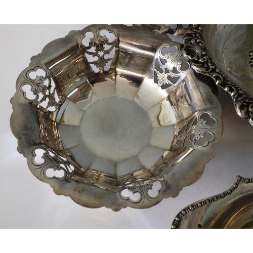 245 - SELECTION OF VINTAGE SILVER PLATED ITEMS INCLUDES FRUIT BASKET AND BOWLS