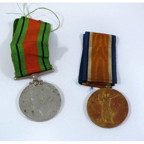 152 - WWII DEFENCE MEDAL AND A WWI MEDAL AWARDED TO PTE.H.WHITEHEAD. YORK.R