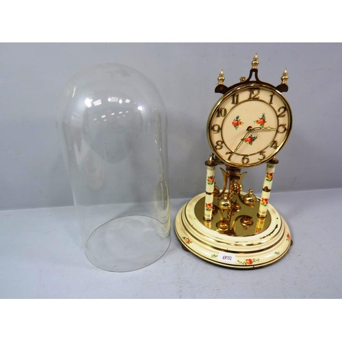 77 - VINTAGE KUNDO 400 DAY ANNIVERSARY DOME CLOCK KIENINGER OBERGFELL WITH FLORAL DESIGN