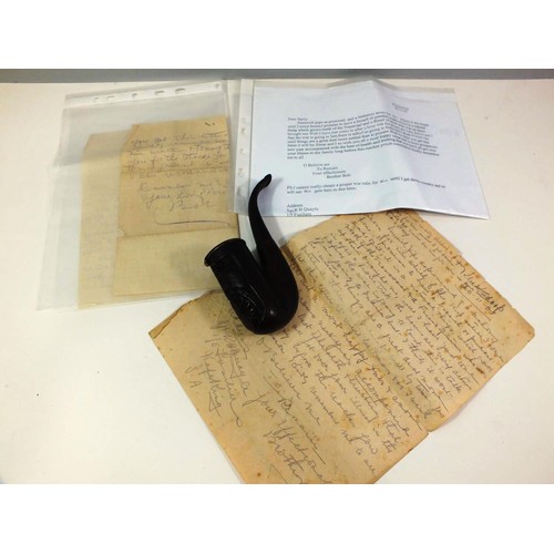 166 - BOER WAR PIPE WITH PAPERWORK