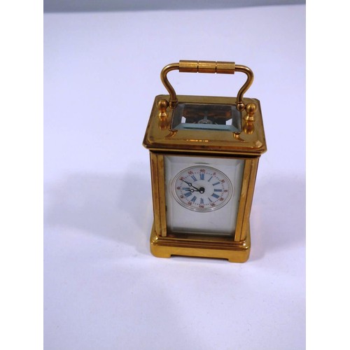 199 - SILVER FACED BRASS MINIATURE CARRIAGE CLOCK