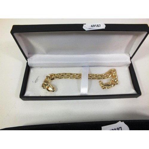 209 - GOLD PLATED BRACELET AND GOLD PLATED COIN NECKLACE