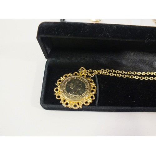 209 - GOLD PLATED BRACELET AND GOLD PLATED COIN NECKLACE