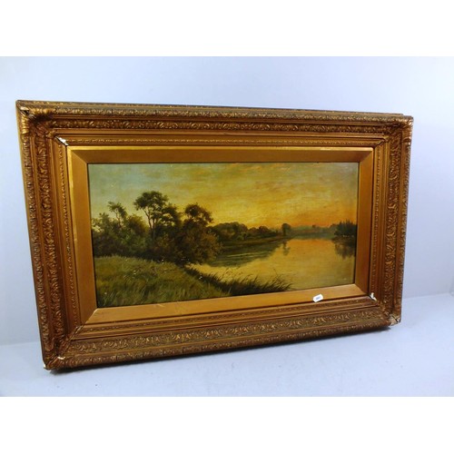 491 - LARGE OIL PAINTING GILT FRAME SIGNED