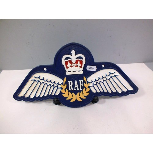 496 - CAST IRON RAF PLAQUE