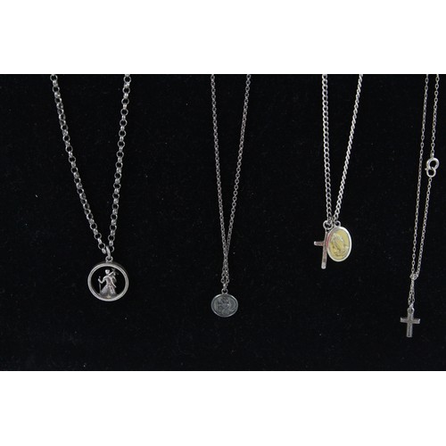 16 - 7 x Vintage .925 Sterling Silver NECKLACES inc. St Christopher, Crosses (38g)