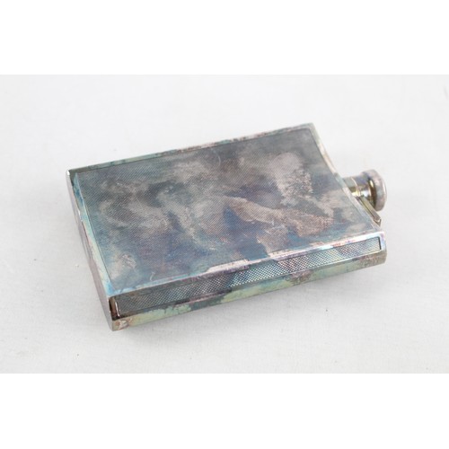 14 - Vintage Stamped JAMES DIXON Art Deco Engine Turned SILVER PLATED 8oz Hipflask