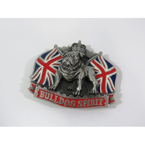 PEWTER ENAMEL BULLDOG SPIRIT BELT BUCKLE - 1991