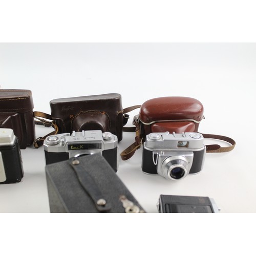 4 - 6 x VINTAGE CAMERAS Inc. Kodak, Ilford, Emi K, Zeiss Ikon & Beirette w/ Cases