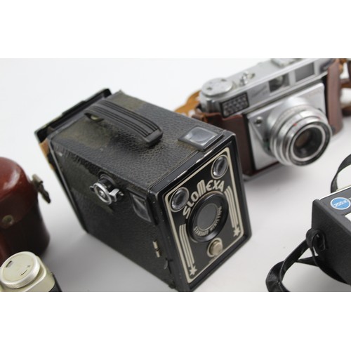 75 - 7 x VINTAGE CAMERAS Inc. Kodak, Soho, Ilford, Agfa & Slomexa w/ Some Cases