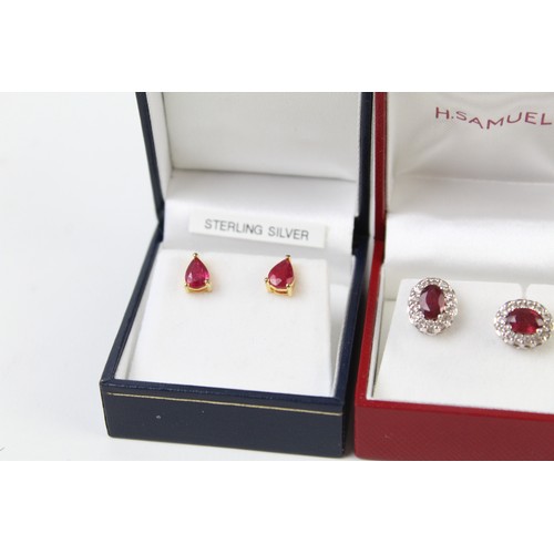 73 - 4 x Vintage .925 Sterling Silver EARRINGS inc. Ruby, Diamond, CZ, Boxed (151g)