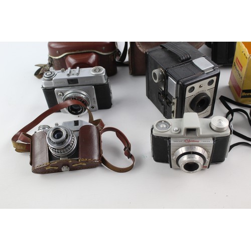 8 - 7 x VINTAGE CAMERAS Inc. Kodak, Dacora, Zeiss Ikon, Bencini & Coronet w/ Cases