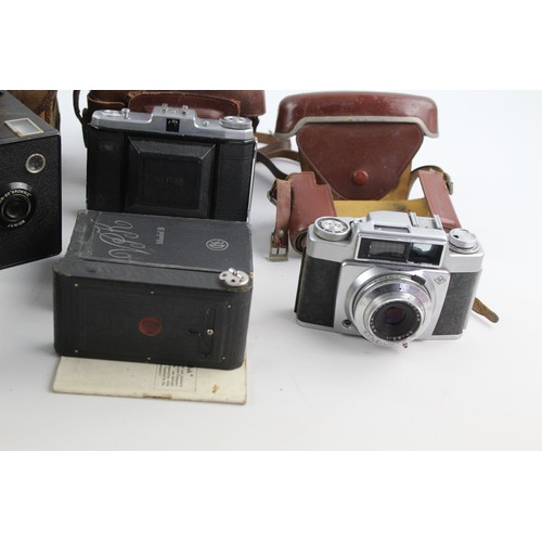 71 - 7 x VINTAGE CAMERAS Inc. Kodak, GB Kershaw, Ensign, Zeiss Ikon & Agfa w/ Cases