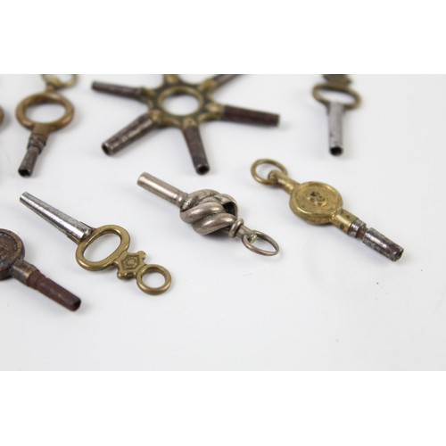 45 - 10 x Vintage Pocket Watch / Clock / Winding Keys Various Sizes & Designs