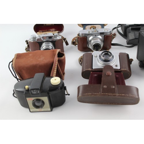 20 - 7 x VINTAGE CAMERAS Inc. Kodak, Voigtlander, Halina & Ilford w/ Some Cases