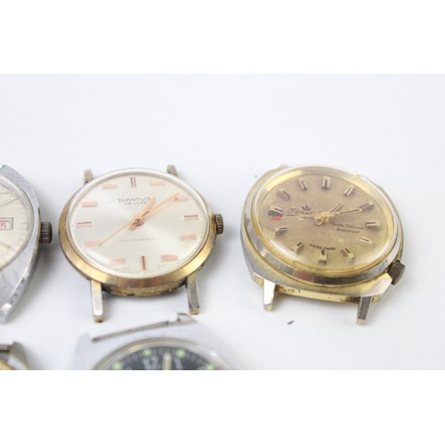 65 - 8 x Vintage Gents WRISTWATCH HEADS Hand-Wind & Automatic Inc. Rotary, Avia Etc