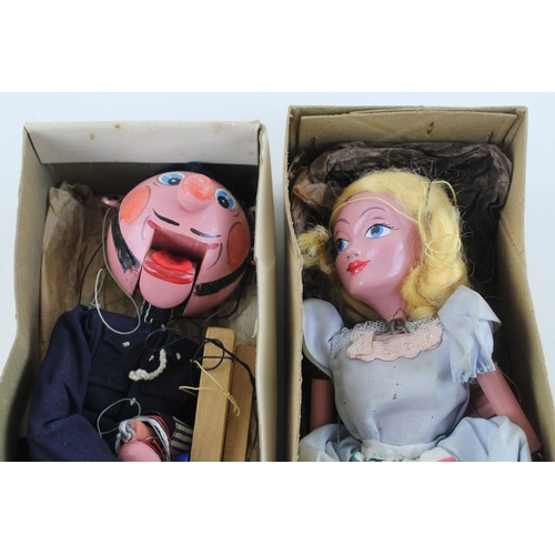 104 - 2 x Boxed Vintage PELHAM Puppets Inc. Goldilocks & Policeman