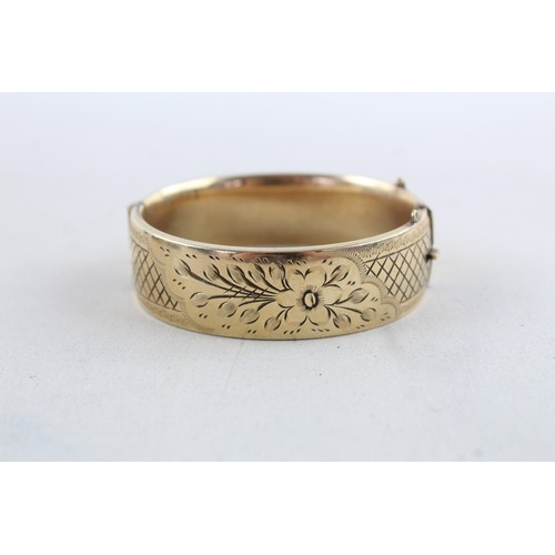 95 - Vintage 9ct ROLLED GOLD BANGLE w/ Scrolling, Floral Design